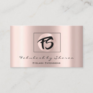 Carte De Visite Monogrammes roses de logo de Blogger de maquillage