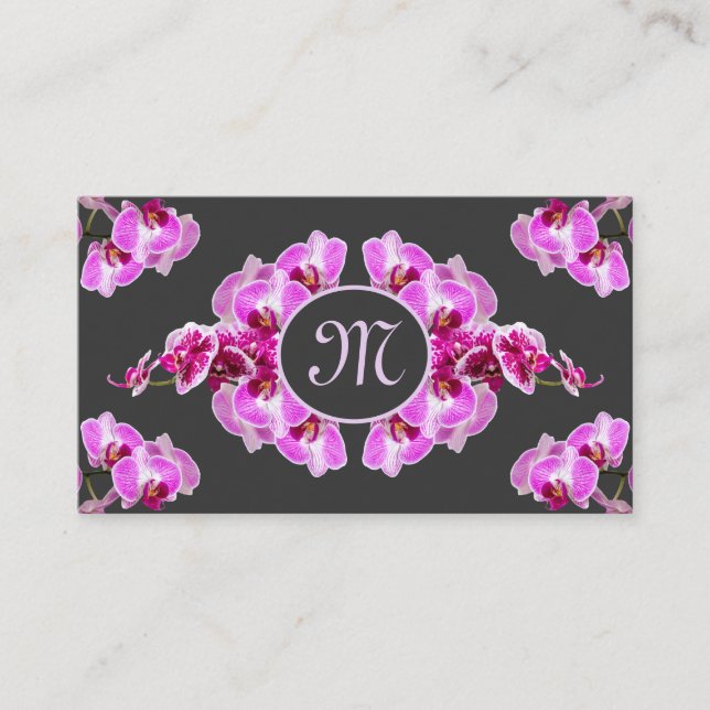 Carte De Visite Monographie de monogramme de fleurs d'orchidées fl (Devant)