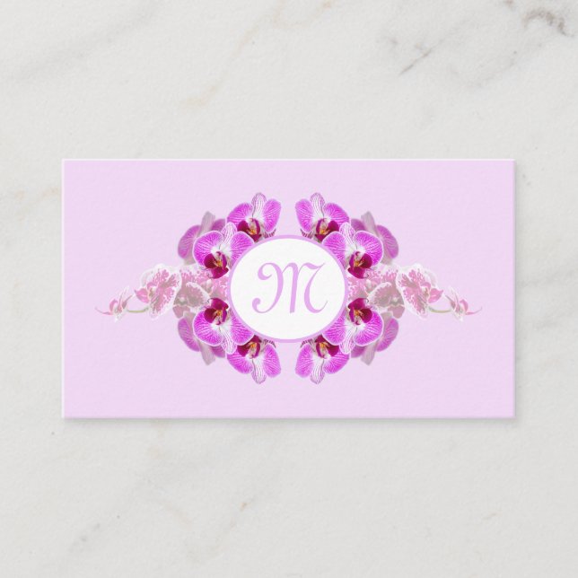 Carte De Visite Monographie de monogramme de fleurs d'orchidées fl (Devant)