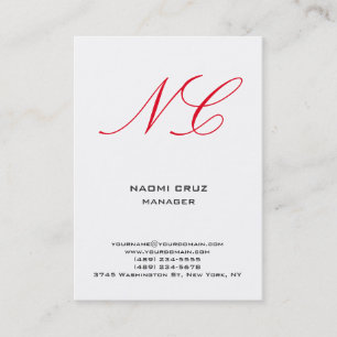 Carte De Visite Monographie moderne minimaliste rouge blanc