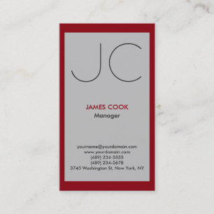 Carte De Visite Monographie professionnelle en gris argenté rouge