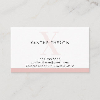Carte De Visite MONOGRAS élégant moderne minimaliste rose pâle