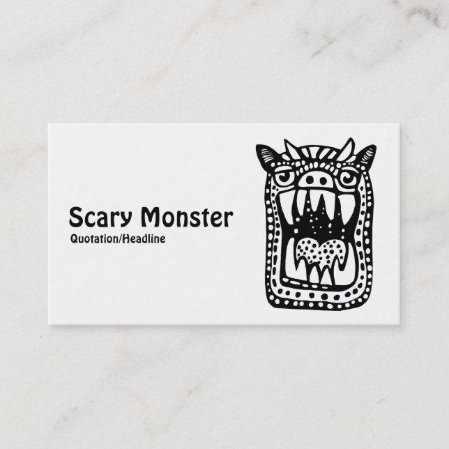 Carte De Visite Monstre d'horreur - noir et blanc (Devant)