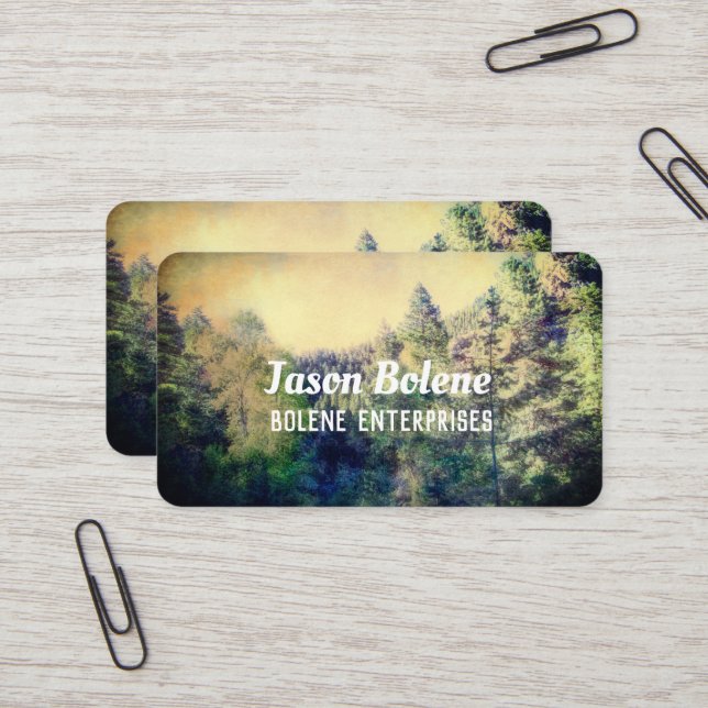 Carte De Visite montagne pins nature photographie paysage (Devant/Arrière en situation)