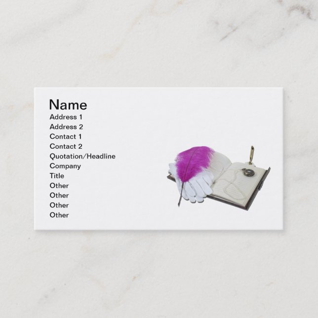 Carte De Visite Montre de gants de stylo de livre (Devant)