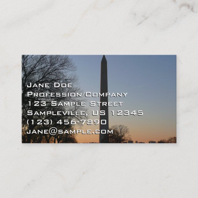 Carte De Visite Monument Washington au coucher du soleil à DC (Devant)