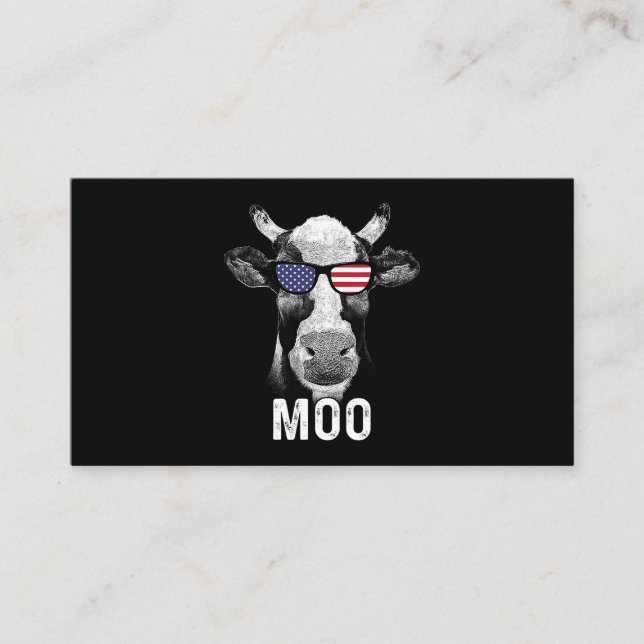 Carte De Visite Moo Funny Cow Drapeau américain Lunettes de soleil (Devant)