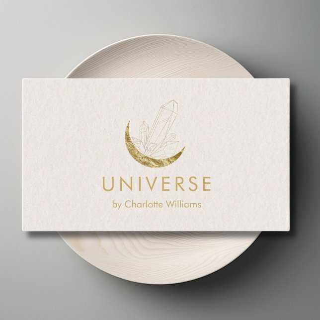 Carte De Visite Moon Crystal Energy Healer (Moon Crystal Energy Healer QR-Code Business Card - Beige Violet)