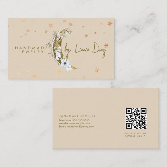 Carte De Visite Moon Star Bijouterie artisanale Artiste Faux Gold  (Devant / Derrière)