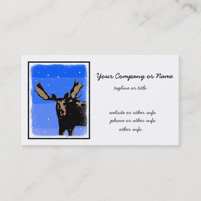 Carte De Visite Moose en hiver - Art original de la faune (Devant)