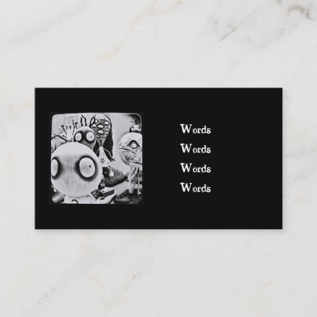 Carte de visite mort vivant de jouets (Devant)