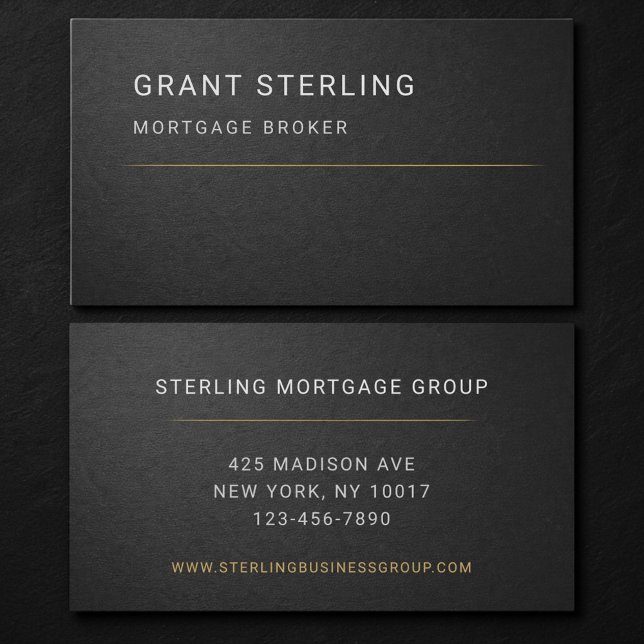 Carte De Visite Mortgage Broker Black Professional  (Créateur téléchargé)