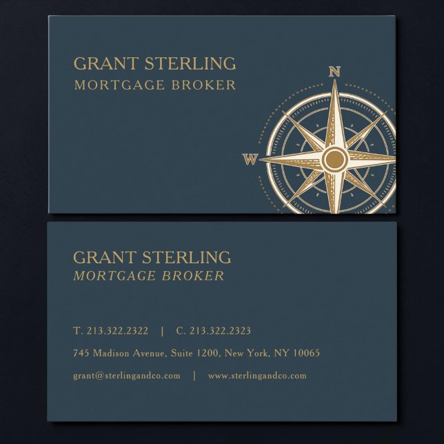 Carte De Visite Mortgage Broker Nautical Compass  (Créateur téléchargé)