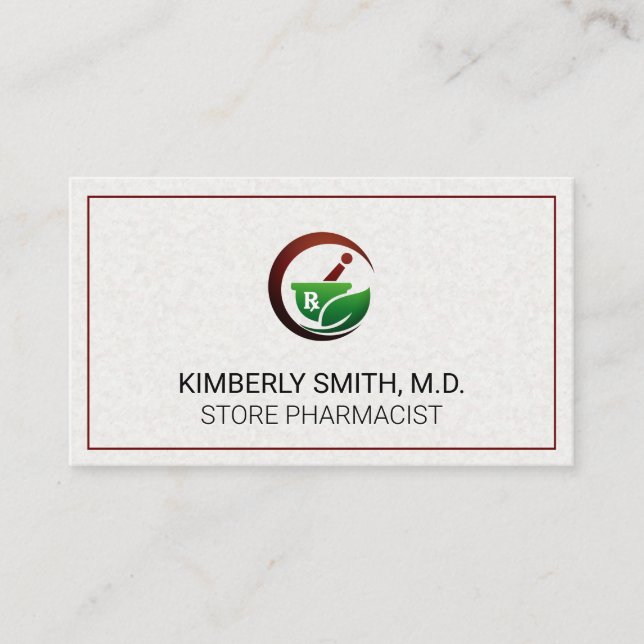 Carte De Visite Mortier et pilon | Icône Laisser Rx (Devant)