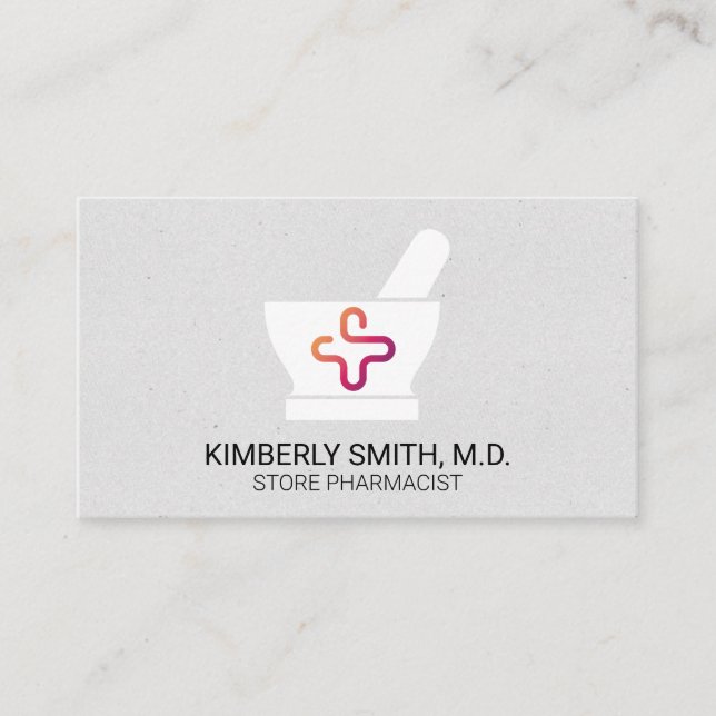 Carte De Visite Mortier et Pilon | Pharmacien | Logo de Médicament (Devant)