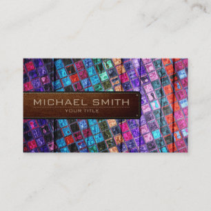 Carte De Visite Mosaic Bois Élégant Cuir Look #12