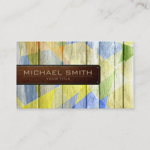 Carte De Visite Mosaic Bois Élégant Cuir Look #20