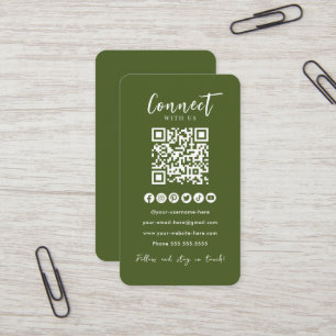 Carte De Visite Moss Green QR Code Se Connecter Aux Médias Sociaux