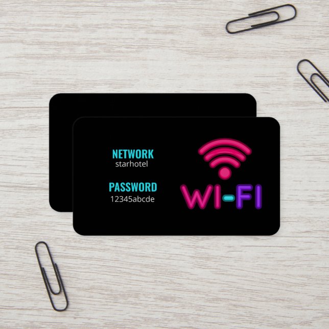 Carte De Visite Mot De Passe Réseau Internet Wifi (Devant/Arrière en situation)