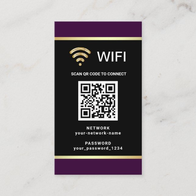 Carte De Visite Mot de passe réseau Wifi de code QR personnalisé m (Devant)