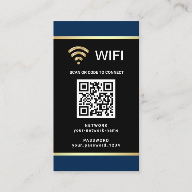 Carte De Visite Mot de passe réseau Wifi de code QR personnalisé m (Devant)