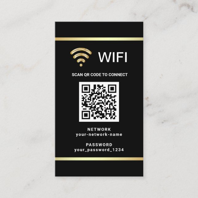 Carte De Visite Mot de passe réseau Wifi de code QR personnalisé m (Devant)