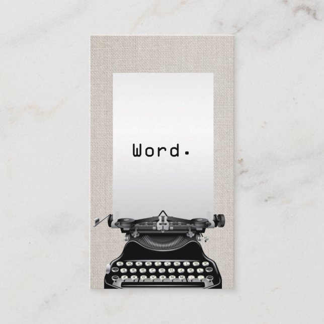 Carte De Visite "Mot." Écrivain de lin élégant pour machine à écri (Devant)