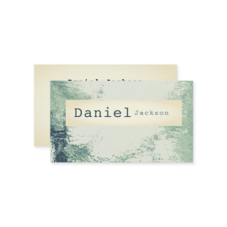 Carte De Visite Moteur à plume verte Crème minimale