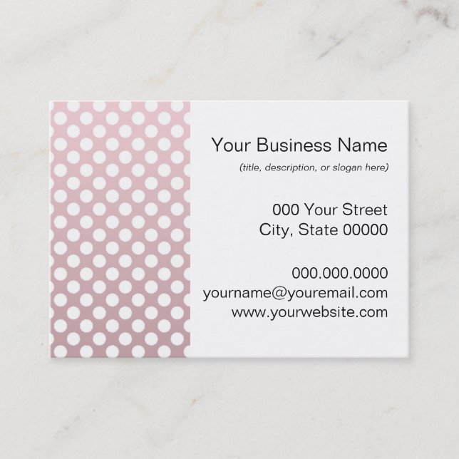 Carte De Visite Motif à points polka rose et blanc (Devant)