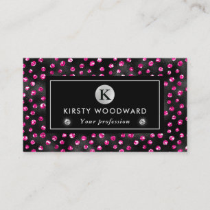 Carte De Visite Motif à pois pailletés noir et rose Glam