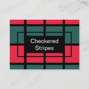 Carte De Visite Motif à rayures à carreaux rouge vert noir