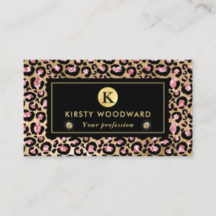 Carte De Visite Motif à taches de léopard rose et or glamour