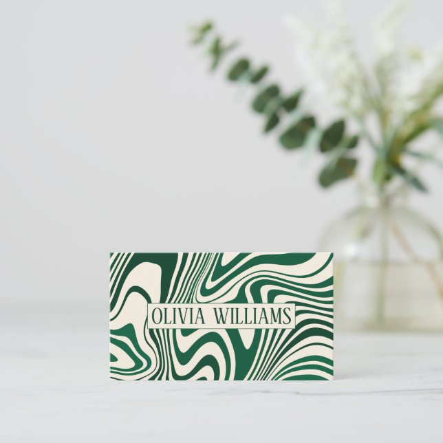 Carte De Visite Motif Abstrait Retro Green (Debout devant)