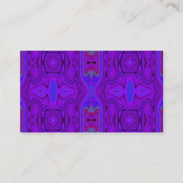Carte De Visite Motif Abstrait Rétro Violet et Bleu Royal (Devant)