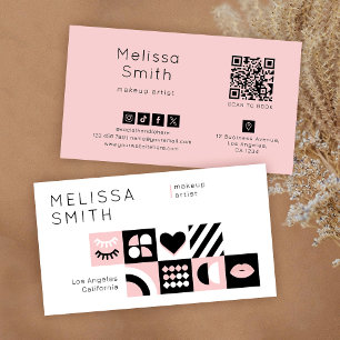 Carte De Visite Motif Abstrait Rose Maquillage Cils Salon de Beaut