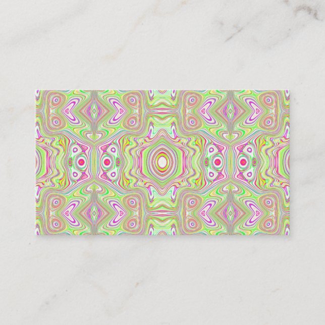 Carte De Visite Motif Abstrait Trippy Retro Rose et Lime Green (Devant)