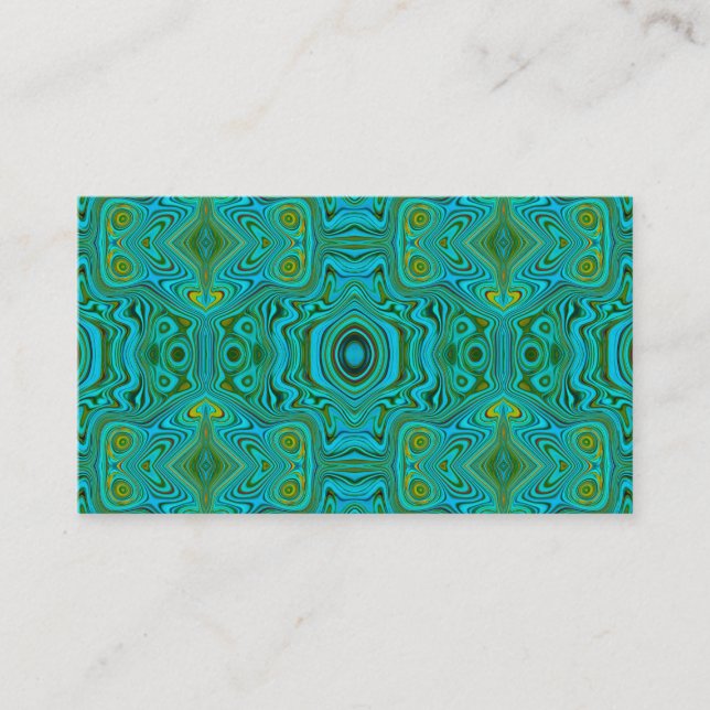 Carte De Visite Motif Abstrait Trippy Retro Turquoise Chartreuse (Devant)