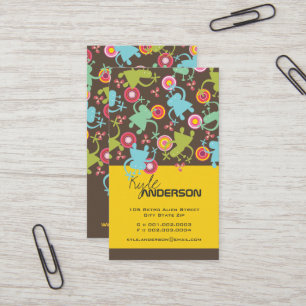 Carte De Visite Motif Aliens de Dessin Animé Garçon Mignon Couleur