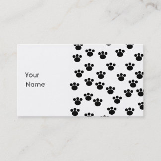 Carte De Visite Motif animal d'empreinte de patte. Noir et blanc.