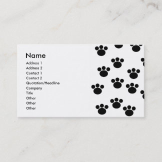 Carte De Visite Motif animal d'empreinte de patte. Noir et blanc.