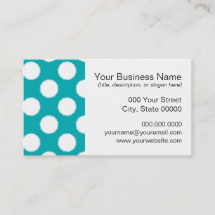 Carte De Visite Motif Aqua Turquoise et pois blancs