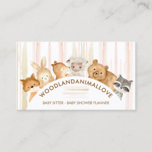 Carte De Visite Motif aquarelle en ligne animaux de la forêt baby-