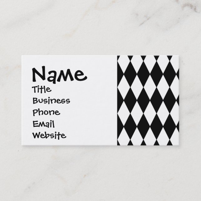 Carte De Visite Motif arlequin noir et blanc (Devant)