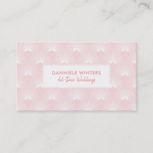 Carte De Visite Motif Art déco Pastel-Rose & Blanc