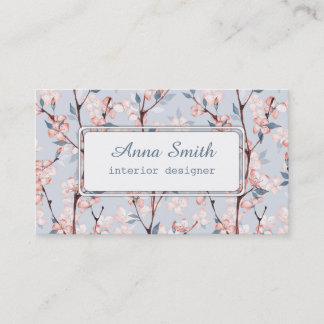 Carte De Visite Motif aux délicates fleurs de sakura printanière