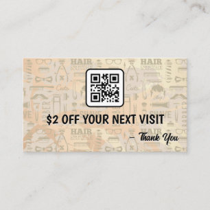 Carte De Visite Motif Barber Tools Code QR de remise