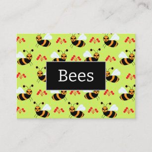 Carte De Visite Motif Bees Honeybee Fleurs rouges