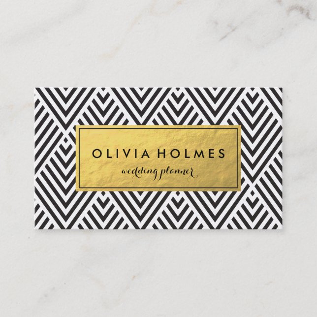 Carte de visite Motif Black & Gold Chevron (Devant)