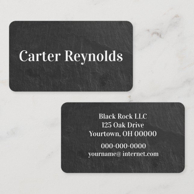 Carte De Visite Motif Black Slate Rock (Devant / Derrière)