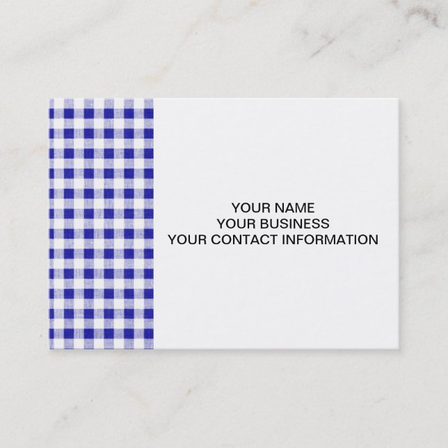 Carte De Visite Motif blanc de guingan de bleu marine (Devant)